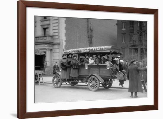 Telephone Company Transports Phone Operators To Its Own Offices During Strike-null-Framed Art Print