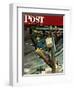 "Telephone Lineman," Saturday Evening Post Cover, January 10, 1948-Mead Schaeffer-Framed Premium Giclee Print