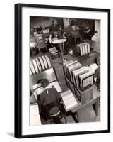 Telephone Operators Consulting Local and Long Distance Books and Directories, New York Telephone Co-Margaret Bourke-White-Framed Photographic Print