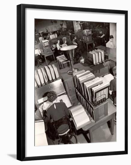 Telephone Operators Consulting Local and Long Distance Books and Directories, New York Telephone Co-Margaret Bourke-White-Framed Photographic Print
