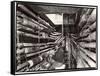 Telephone Repair Man Splicing a Wire in a Manhole for Telephone Cables of the New York Telephone Co-Margaret Bourke-White-Framed Stretched Canvas