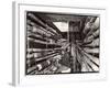 Telephone Repair Man Splicing a Wire in a Manhole for Telephone Cables of the New York Telephone Co-Margaret Bourke-White-Framed Photographic Print