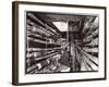 Telephone Repair Man Splicing a Wire in a Manhole for Telephone Cables of the New York Telephone Co-Margaret Bourke-White-Framed Photographic Print