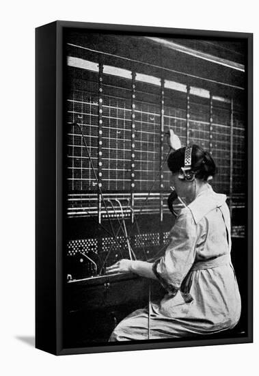 Telephone Switchboard Operator, 1914-Science Photo Library-Framed Stretched Canvas