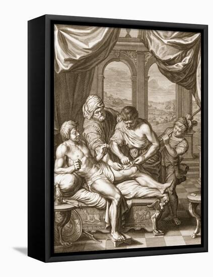 Telephus Cured by the Rust of the Same Spear Which Wounded Him, 1731 (Engraving)-Bernard Picart-Framed Stretched Canvas