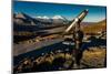 Telescope and Mount Denali in distance, Denali National Park, Alaska-null-Mounted Photographic Print