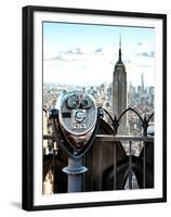 Telescope on the Obervatoire Deck, Top on the Rock at Rockefeller Center, Manhattan, New York-Philippe Hugonnard-Framed Premium Photographic Print