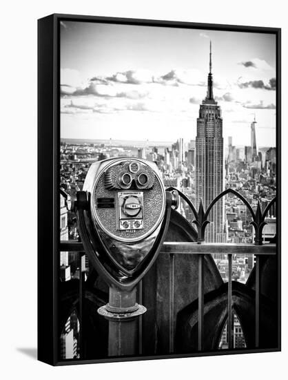 Telescope on the Obervatoire Deck, Top on the Rock at Rockefeller Center, Manhattan, New York-Philippe Hugonnard-Framed Stretched Canvas