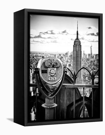 Telescope on the Obervatoire Deck, Top on the Rock at Rockefeller Center, Manhattan, New York-Philippe Hugonnard-Framed Stretched Canvas