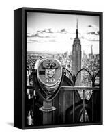 Telescope on the Obervatoire Deck, Top on the Rock at Rockefeller Center, Manhattan, New York-Philippe Hugonnard-Framed Stretched Canvas