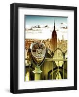 Telescope on the Obervatoire Deck, Top on the Rock at Rockefeller Center, Manhattan, New York-Philippe Hugonnard-Framed Premium Photographic Print