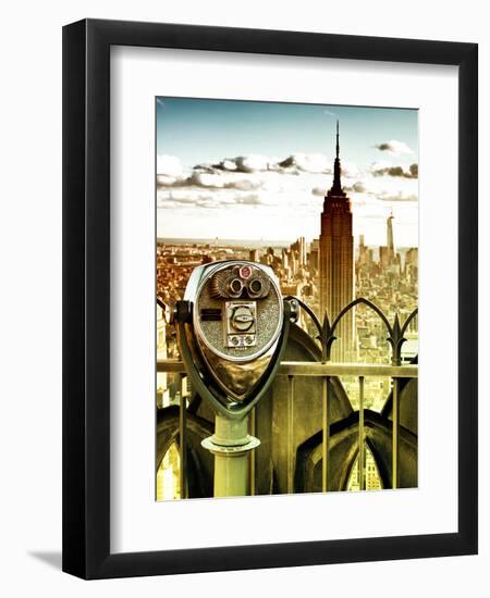 Telescope on the Obervatoire Deck, Top on the Rock at Rockefeller Center, Manhattan, New York-Philippe Hugonnard-Framed Premium Photographic Print