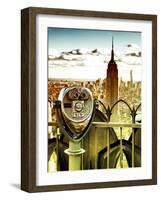 Telescope on the Obervatoire Deck, Top on the Rock at Rockefeller Center, Manhattan, New York-Philippe Hugonnard-Framed Photographic Print