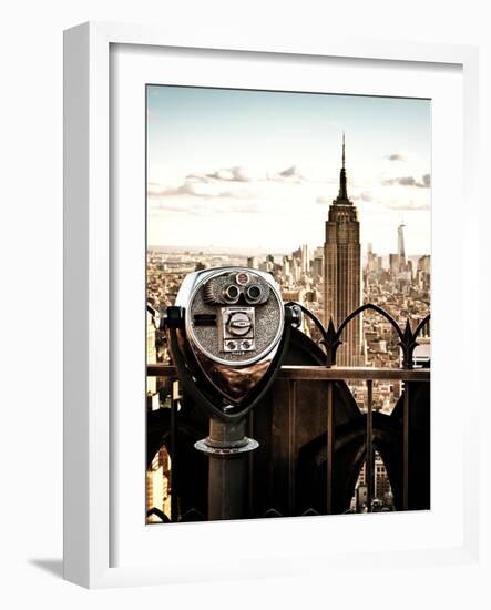 Telescope on the Obervatoire Deck, Top on the Rock at Rockefeller Center, Manhattan, New York-Philippe Hugonnard-Framed Art Print