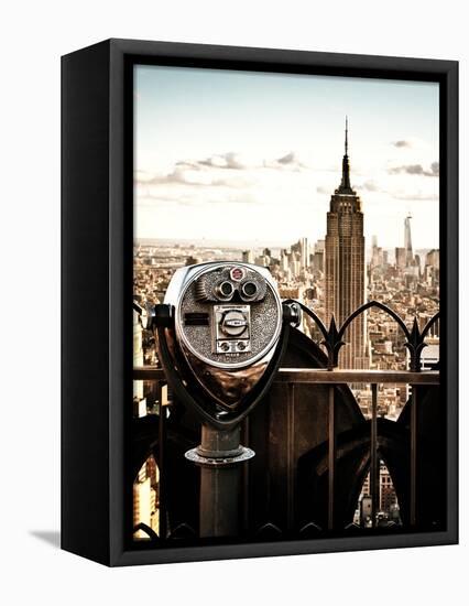 Telescope on the Obervatoire Deck, Top on the Rock at Rockefeller Center, Manhattan, New York-Philippe Hugonnard-Framed Stretched Canvas