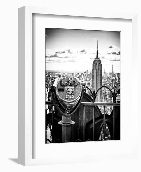 Telescope on the Obervatoire Deck, Top on the Rock at Rockefeller Center, Manhattan, New York-Philippe Hugonnard-Framed Art Print