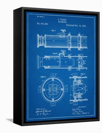 Telescope Vintage Patent 1891-null-Framed Stretched Canvas