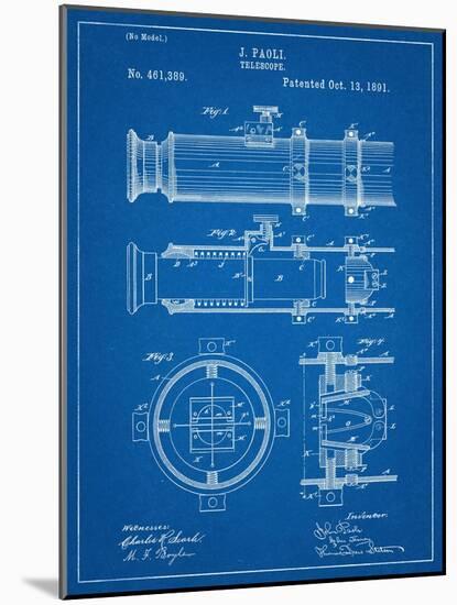 Telescope Vintage Patent 1891-null-Mounted Art Print