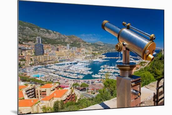 Telescope with view of Monte-Carlo in the Principality of Monaco-null-Mounted Photographic Print