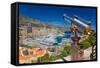 Telescope with view of Monte-Carlo in the Principality of Monaco-null-Framed Stretched Canvas