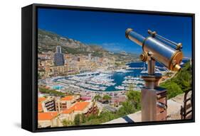 Telescope with view of Monte-Carlo in the Principality of Monaco-null-Framed Stretched Canvas