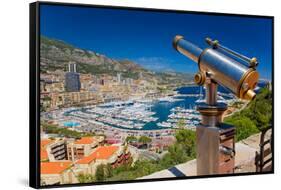 Telescope with view of Monte-Carlo in the Principality of Monaco-null-Framed Stretched Canvas