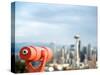 Telescope with View of Seattle Skyline in Distance, Kerry Park, Seattle, Washington State, USA-Aaron McCoy-Stretched Canvas