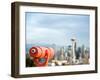 Telescope with View of Seattle Skyline in Distance, Kerry Park, Seattle, Washington State, USA-Aaron McCoy-Framed Photographic Print