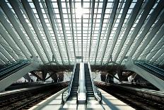 Ultra Modern Black and White Public Subway Station-telesniuk-Framed Photographic Print