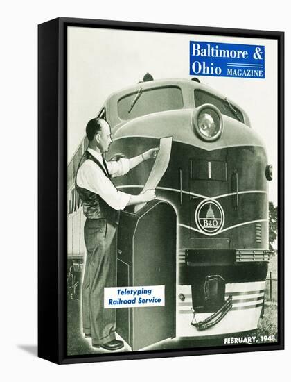 Teletyping Railroad Service-null-Framed Stretched Canvas