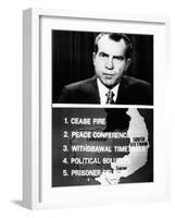 Television Screen from President Richard Nixon's 14-Minute Address of New Vietnam Peace Initiative-null-Framed Photo