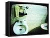 Television Screen Showing Toilet and Bidet-null-Framed Stretched Canvas
