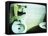 Television Screen Showing Toilet and Bidet-null-Framed Stretched Canvas