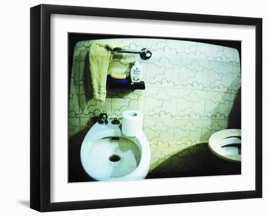 Television Screen Showing Toilet and Bidet-null-Framed Photographic Print