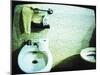 Television Screen Showing Toilet and Bidet-null-Mounted Photographic Print