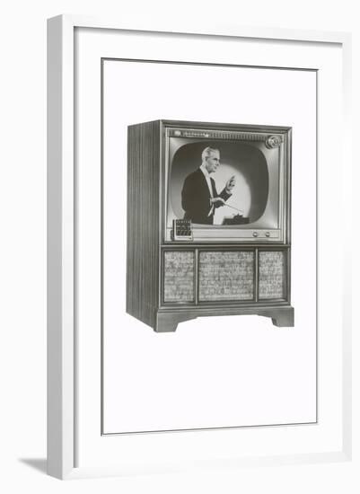 Television Set with Conductor-null-Framed Art Print