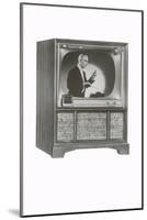 Television Set with Conductor-null-Mounted Art Print