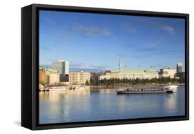 Television Tower and Binnenalster Lake, Hamburg, Germany, Europe-Ian Trower-Framed Stretched Canvas