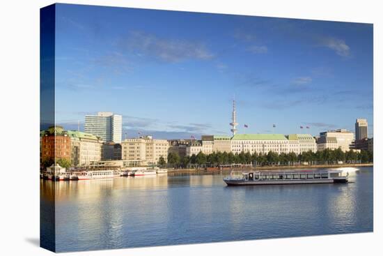 Television Tower and Binnenalster Lake, Hamburg, Germany, Europe-Ian Trower-Stretched Canvas