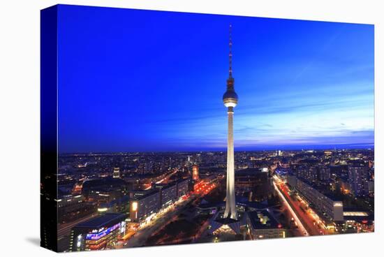 Television Tower on Alexanderplatz Square at Dusk, Berlin, Germany-null-Stretched Canvas