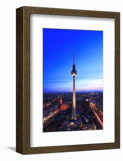 Television Tower on Alexanderplatz Square at Dusk, Berlin, Germany-null-Framed Art Print