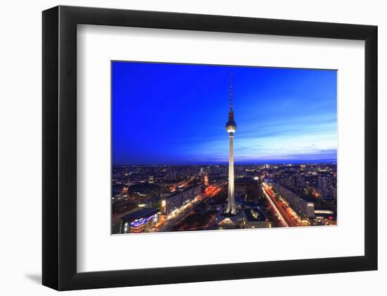 Television Tower on Alexanderplatz Square at Dusk, Berlin, Germany-null-Framed Art Print