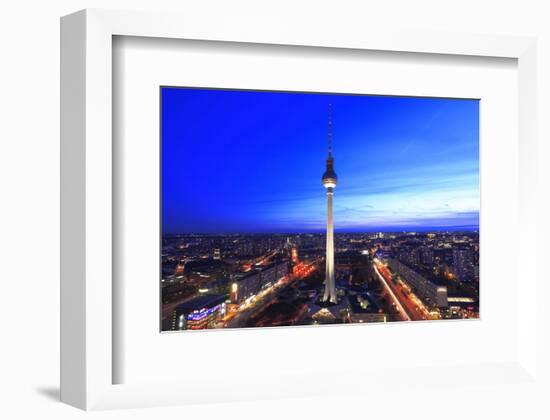 Television Tower on Alexanderplatz Square at Dusk, Berlin, Germany-null-Framed Art Print