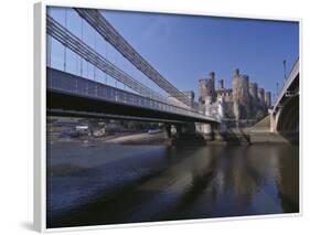 Telford Suspension Bridge, Opened in 1826, Crossing the River Conwy with Conwy Castle, Beyond-Nigel Blythe-Framed Photographic Print