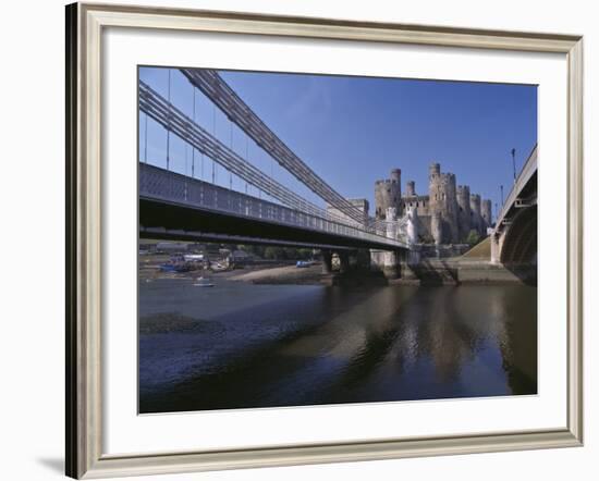 Telford Suspension Bridge, Opened in 1826, Crossing the River Conwy with Conwy Castle, Beyond-Nigel Blythe-Framed Photographic Print