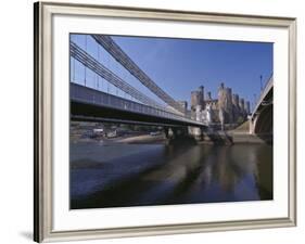 Telford Suspension Bridge, Opened in 1826, Crossing the River Conwy with Conwy Castle, Beyond-Nigel Blythe-Framed Photographic Print