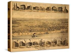 Tell City, Indiana - Panoramic Map-Lantern Press-Stretched Canvas