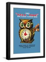 Tell Time Owl Clock-null-Framed Art Print