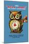 Tell Time Owl Clock-null-Mounted Art Print