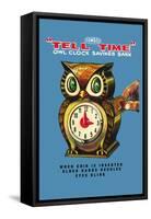 Tell Time Owl Clock-null-Framed Stretched Canvas